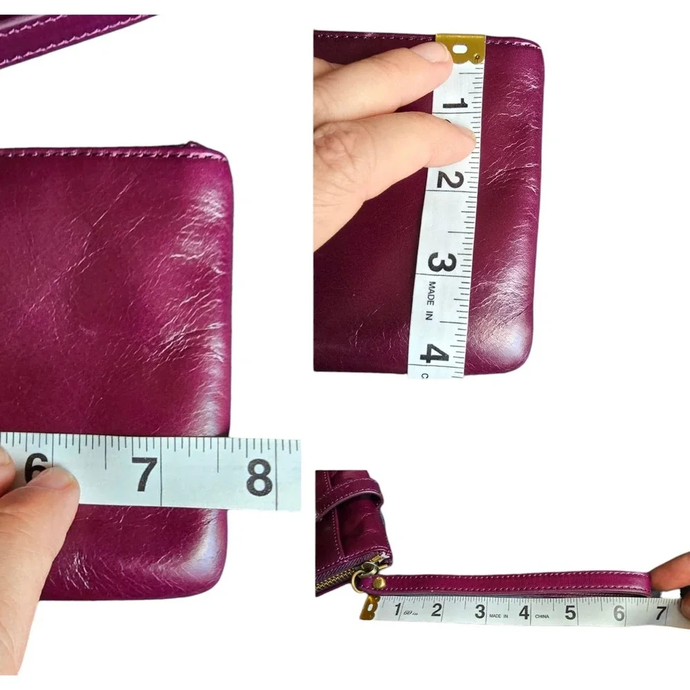 Hobo Intl Leather slim zip-around clutch wristlet in eggplant purple EUC